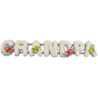 A long, carefully crafted floral arrangement reads "GRANDPA" in large, upright block letters, stretched horizontally across a simple white background so the tribute appears clear and uncluttered. Each letter is formed from tight clusters of small, bright white chrysanthemums, pressed so closely together that they resemble soft cushions, rich in texture yet very orderly and neat. The flowers create a sense of serenity and purity, the type of finish often chosen for dignified funeral tributes around New Barnet. A fine trim of pale lavender ribbon traces the base of every letter, its cool, pastel tone gently outlining the shape and adding a whisper of colour around the snowy blooms. The letters are linked from behind by dark green bars that offer discreet support, ensuring the tribute can be displayed securely on a stand at a service or laid carefully beside the coffin or at a graveside. Splashes of stronger colour are placed with intention. On the 'G' and the 'D', bold arrangements of deep red anthuriums emerge from glossy foliage, the heart-shaped, waxy flowers and prominent yellow spadices forming vivid focal points that speak of deep love and remembrance. On the first and last 'A', soft sprays of yellow-green orchids with slender petals and patterned centres rest among lush greenery, bringing an uplifting, elegant note. The tribute feels both personal and composed, a bespoke "GRANDPA" memorial display that a family might order from Flowers New Barnet for a funeral at a local church or crematorium, offering a beautiful, tangible expression of respect, gratitude, and enduring affection for a cherished grandfather.